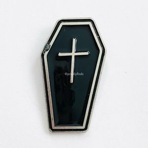 8/$40 Gothic Coffin Cross Tomb Enamel Pin